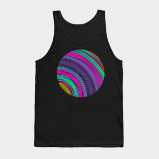 Abstract Colorful Purple Curved Stripes Tank Top